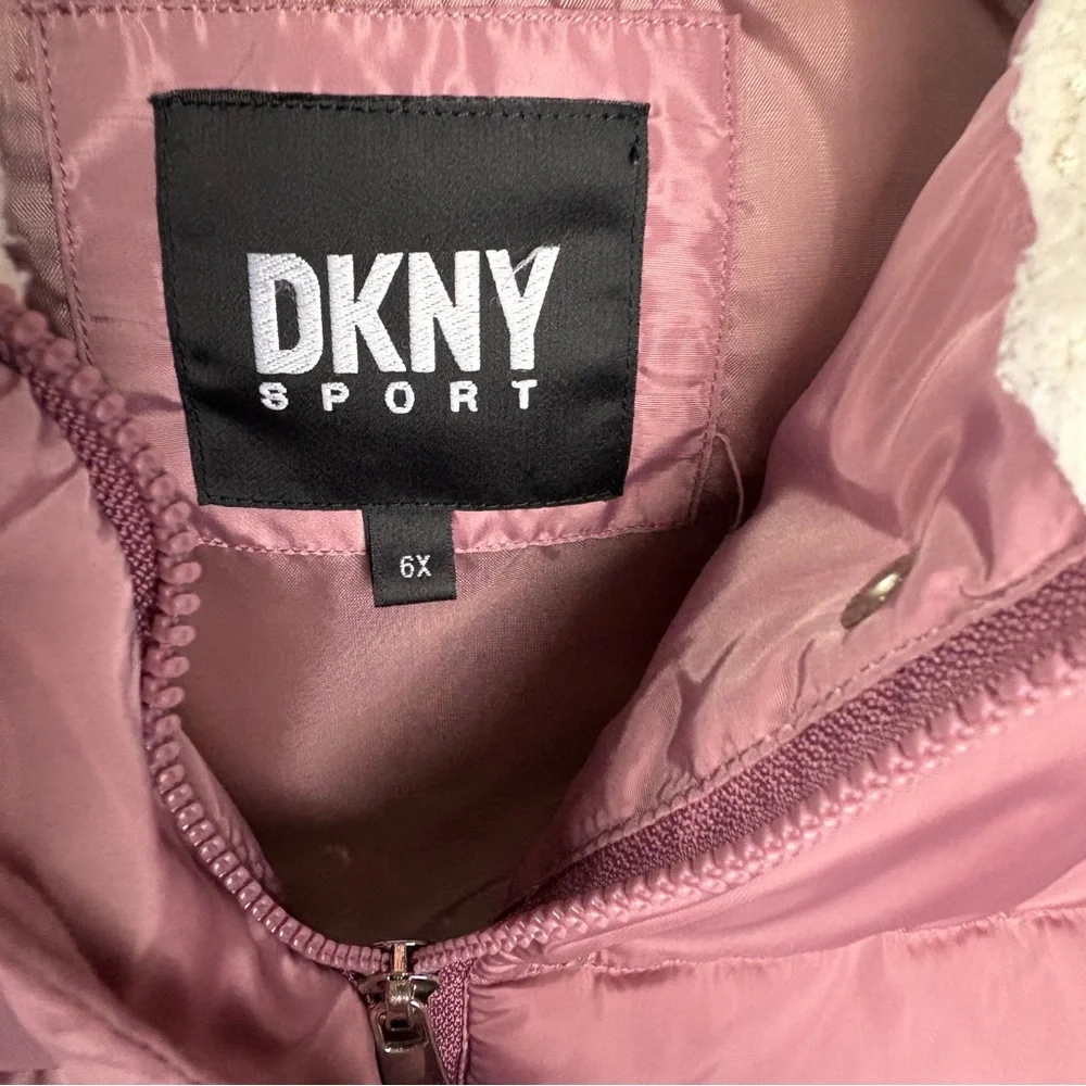 DKNY SPORT pale rose Pink Sherpa lined Puffer warm winter Jacket size 6X
